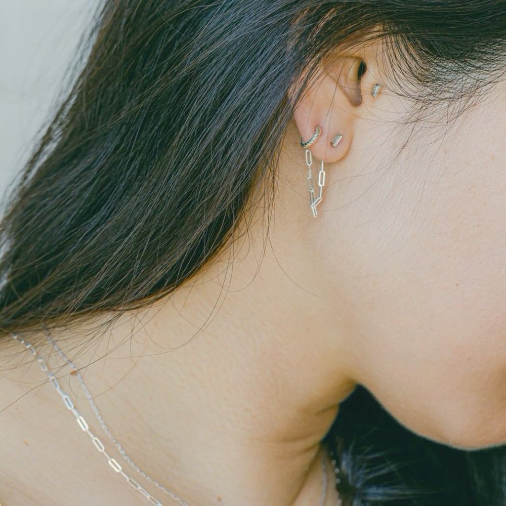 Silver Rope Hoops - Picture 2 of 6